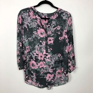 NYDJ Floral Gray Pink sz S Blouse Top